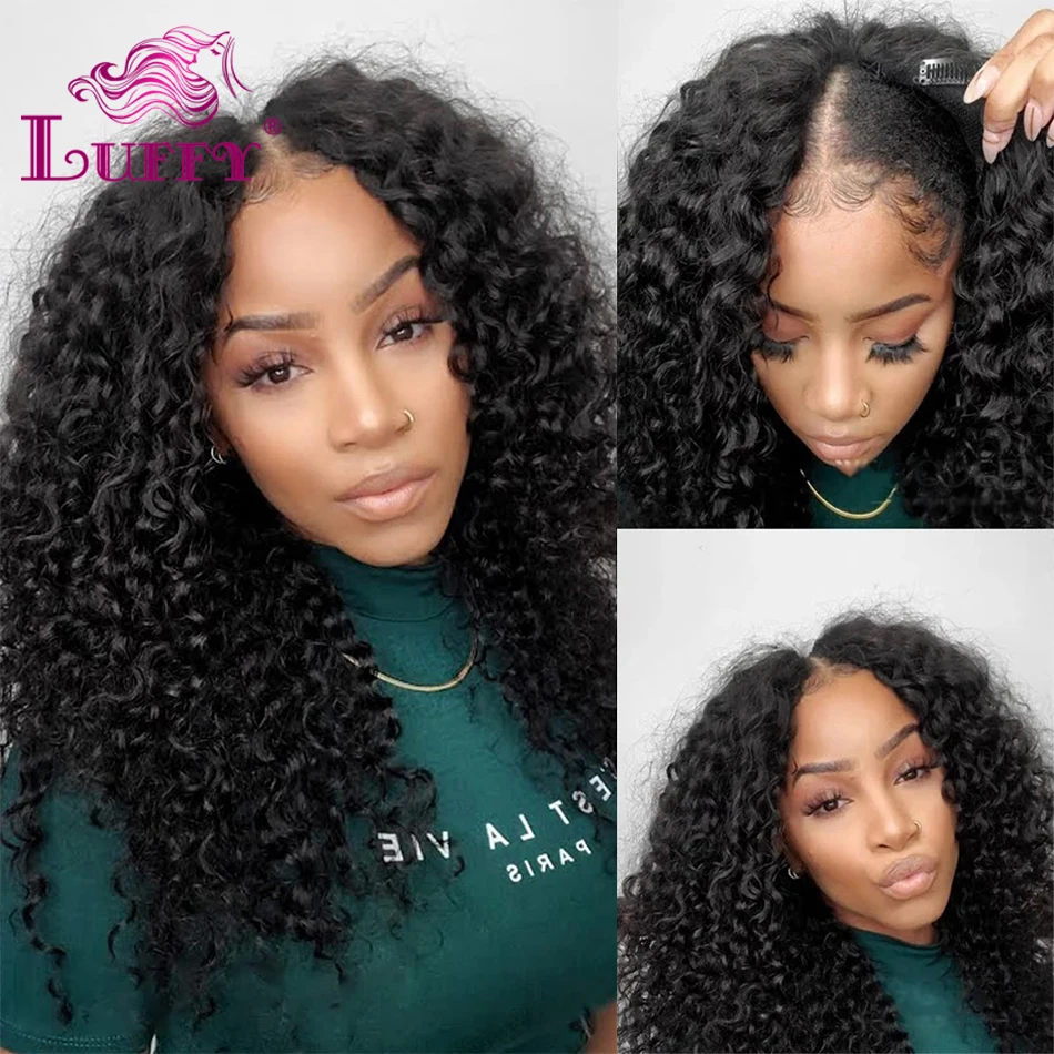 

Kinky Curly V Part Wig Human Hair No Leave Out Brazilian Human Hair Wigs For Women U Part Wig Curly Hair Glueless