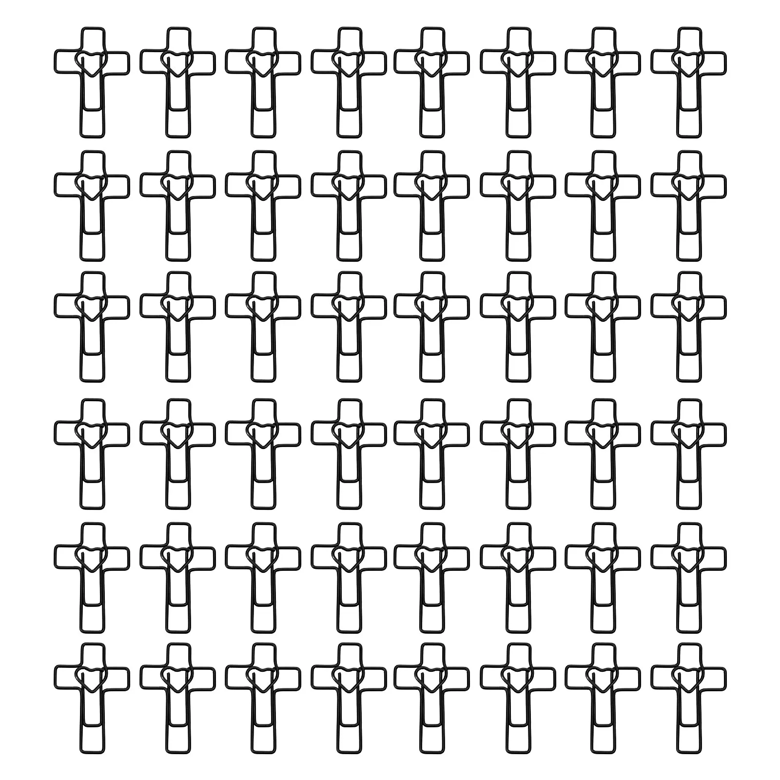 100Pcs 금속 하트 크로스 종이 클립 십자가 모양의 성경 연구 용품 예수 북마크 기독교 문구 장식 클립