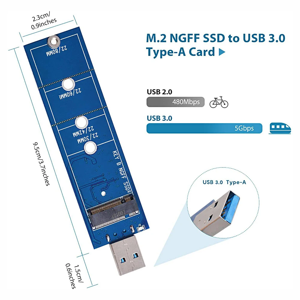 M2 SSD Adapter M2 USB Adapter M2 to USB 3.0 USB 3 USB3 6Gb Riser Converter for 2230 2242 2260 2280 B+M Type-A Key NGFF M.2 SATA 