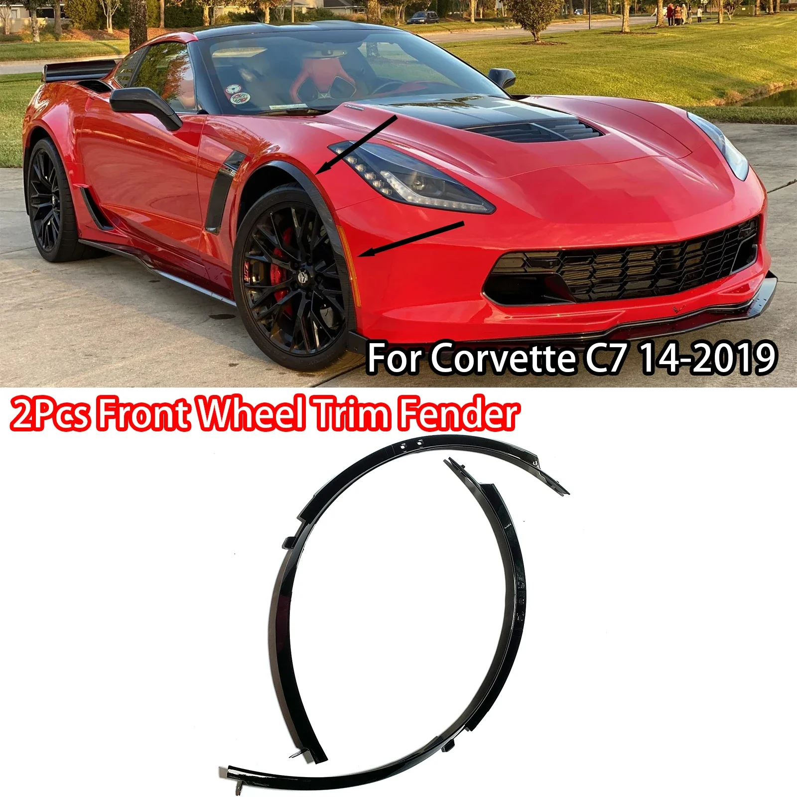 Carbon Fiber Print Front Fender Flares For Corvette C7 2014-2019 – Pair, ABS Plastic 5 thumbnail image