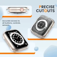2 housses pour Apple Watch 44MM 40MM 45MM 41MM 49MM 3842mm, étui de protection d'écran creux en TPU souple et transparent pour iWatch 9876se 5ultra 12 3