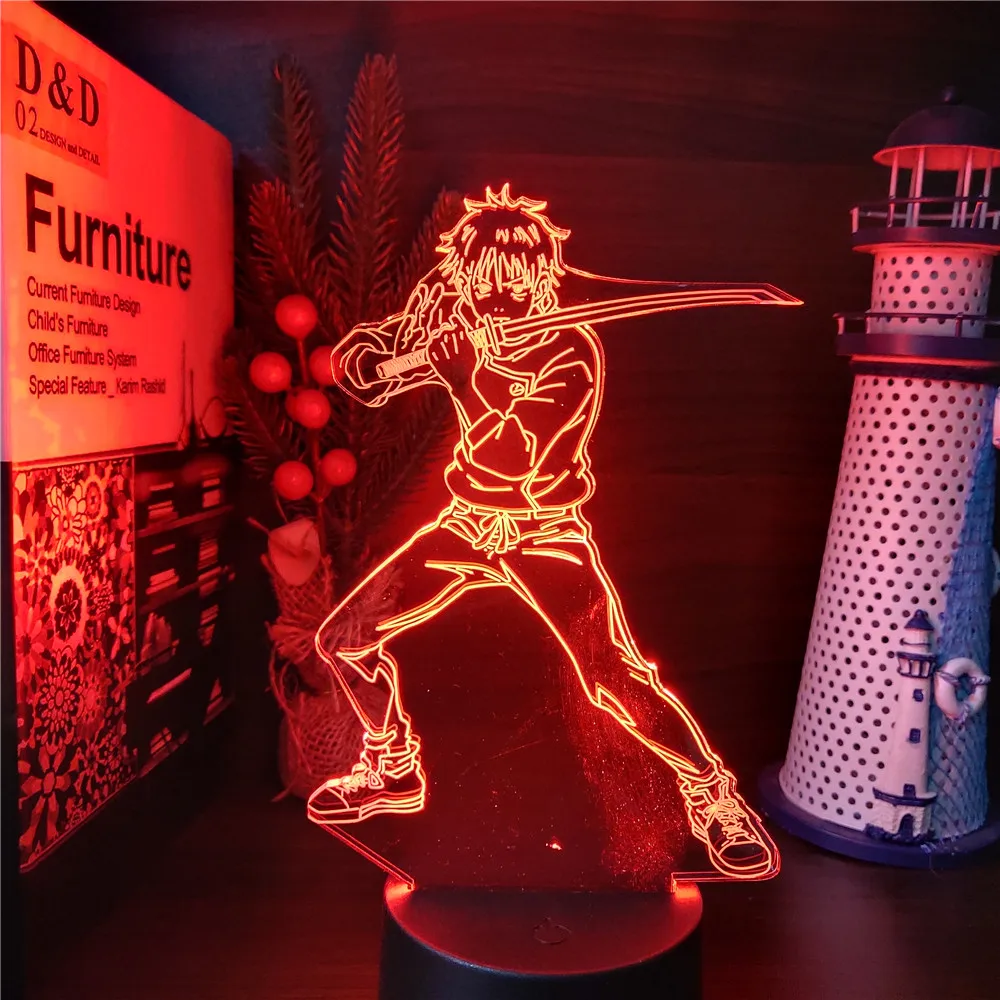 Jujutsu Kaisen Okkotsu Yūta 3d Anime Lamp Acrylic LED Night Light Illusion RGB Table Lamparas Bedroom Decor Manga Birthday Gift dinosaur light