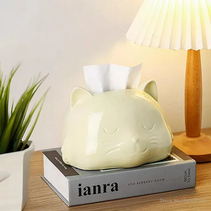 Resin Ceramic Tissue Box Nordic Light Luxury Creative Decor Living Room Bathroom Accessories Supplies Dining Table Paper Box 1Pc