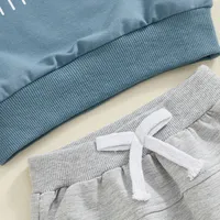 Little Baby Boy Pant Sets Fall Clothes Letter Print Long Sleeve Round Neck Sweatshirt with Solid Color Pants 2Pcs Outfits 5