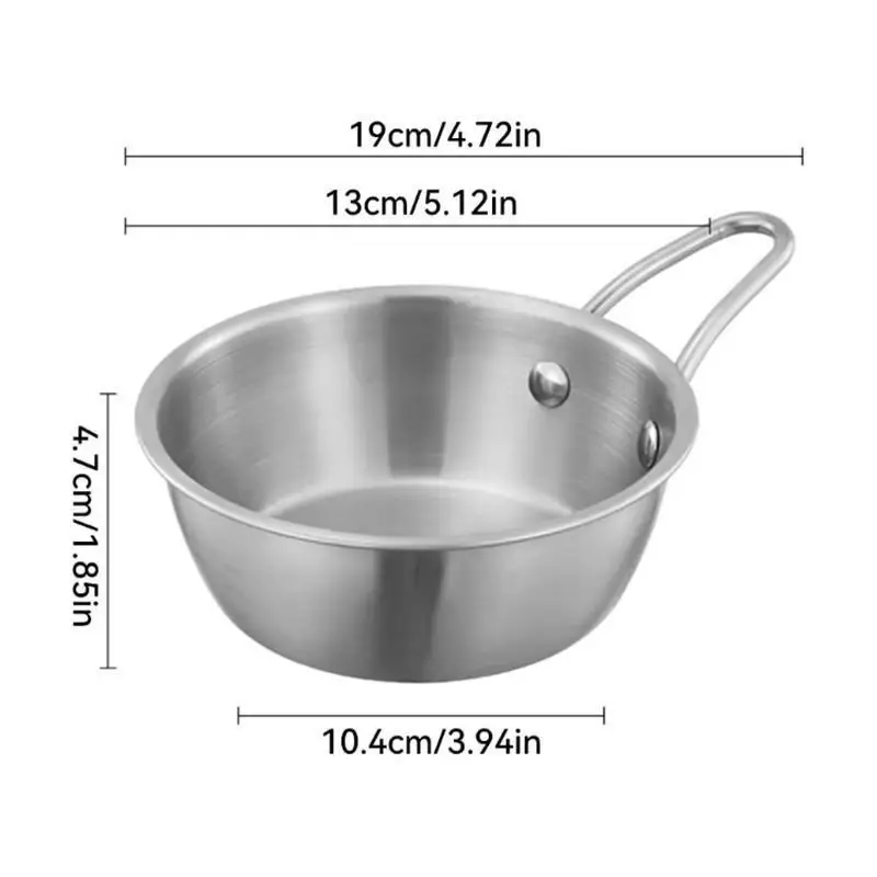 Stainless Steel Small Round Bowl With Handle Thickened Korean Rice Wine Bowl Restaurants Circular Barbecue Seasoning Metal Bowl