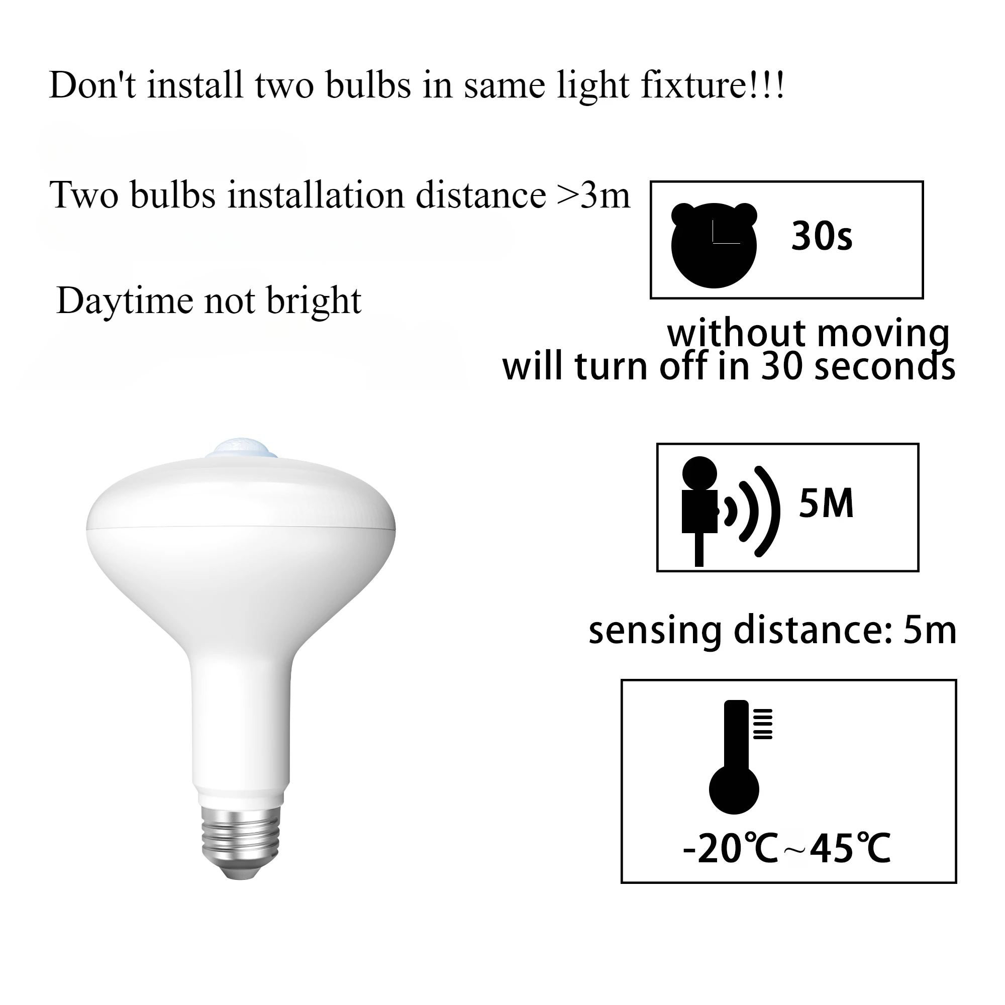 Melery E26 E27 Motion Sensor LED Night Light Bulb 12W 800Lm Edison Warm Day  White Lamp Balcony Toilet Entrances Corridor Stairs - AliExpress, image size:2000x2000