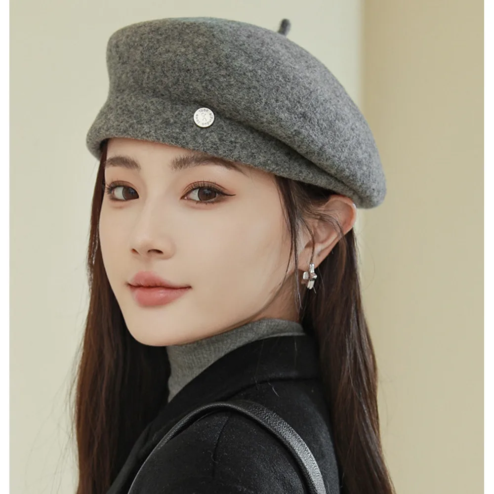 Neue leichte Luxus-Baskenmütze aus Wolle für Kinder, neuer koreanischer Herbst- und Winterstil, zeigt Gesicht, kleine Mode, Malerhut, britischer Retro-Knospenhut_voghion.com