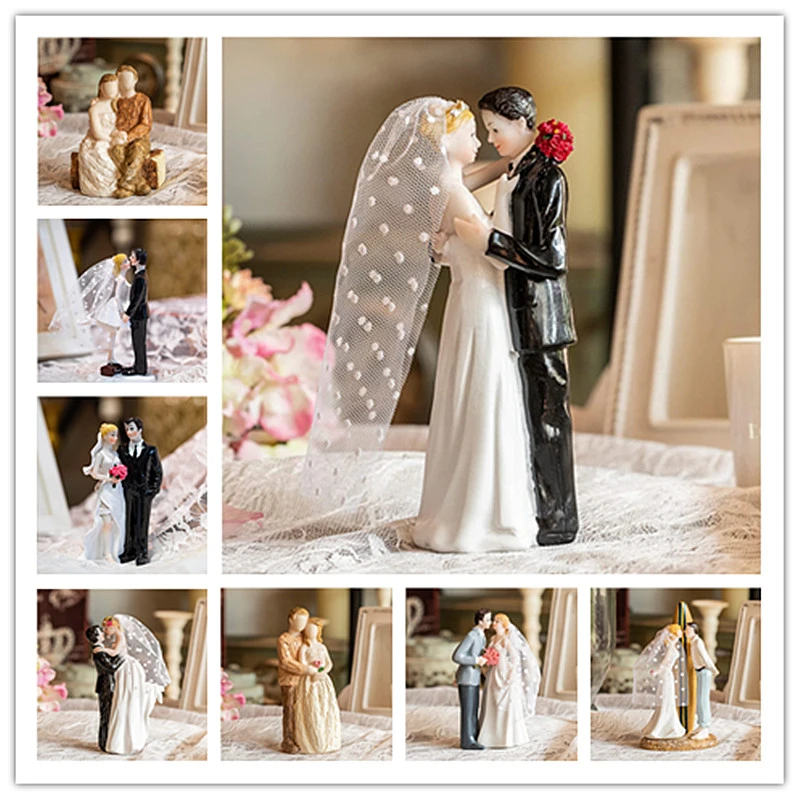 Adornos tartas de boda hechos a mano, figurita de resina para novia y novio decoración, adorno rústico para tartas de boda, pareja abstracta| | - AliExpress