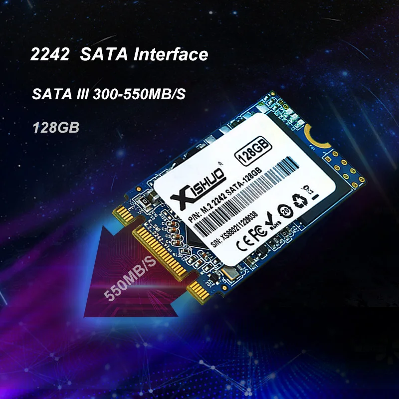 XISHUO M2 2242 64GB 128GB SSD 256GB M.2 2242 NGFF SATA 512GB Solid State Drive HD for Laptop M.2 2280 SSD 128GB 1TB