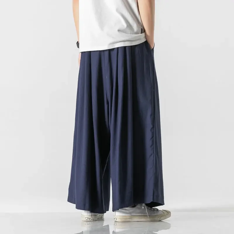 Harajuku Wide Leg Pants Mens Joggers Tradition Streetwear Casual Linen Trousers Men Autumn Vintage Woman Harem Pants 5XL