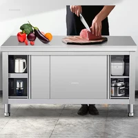 Stainless Steel Kitchen Cabinet Workbench Kitchen Furniture Commercial Operating Table for Hotel Home Cupboard with Sliding Door 2