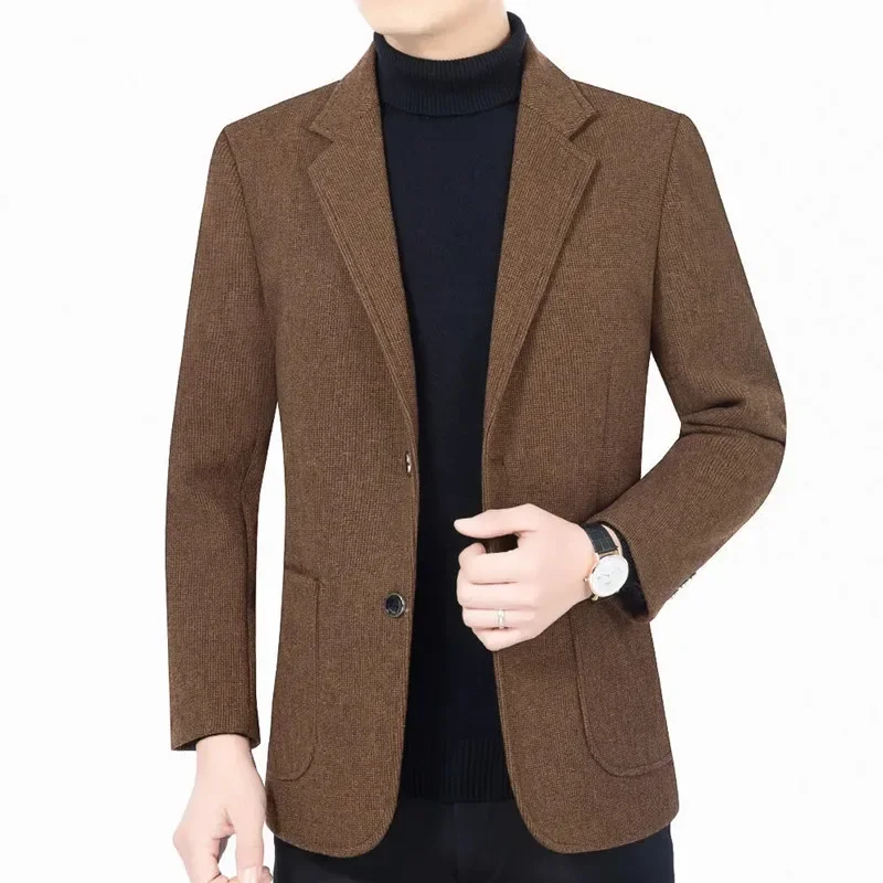 Men Suit Jackets Autumn Business Solid Color Wool Blends Slim 3XL