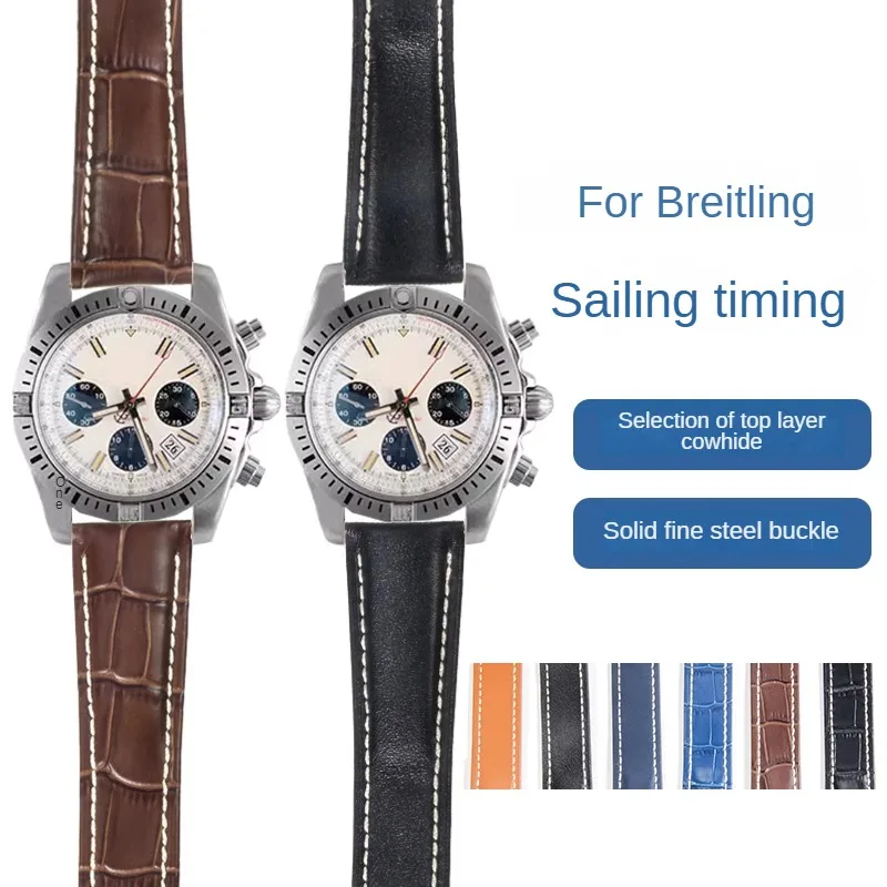 Per Breitling Pilot Cinturino Per Orologio In Vera Pelle Italiana Avengers Aviation Timing Cultura Marina 22 24Mm Cinturini Anti-Allergia