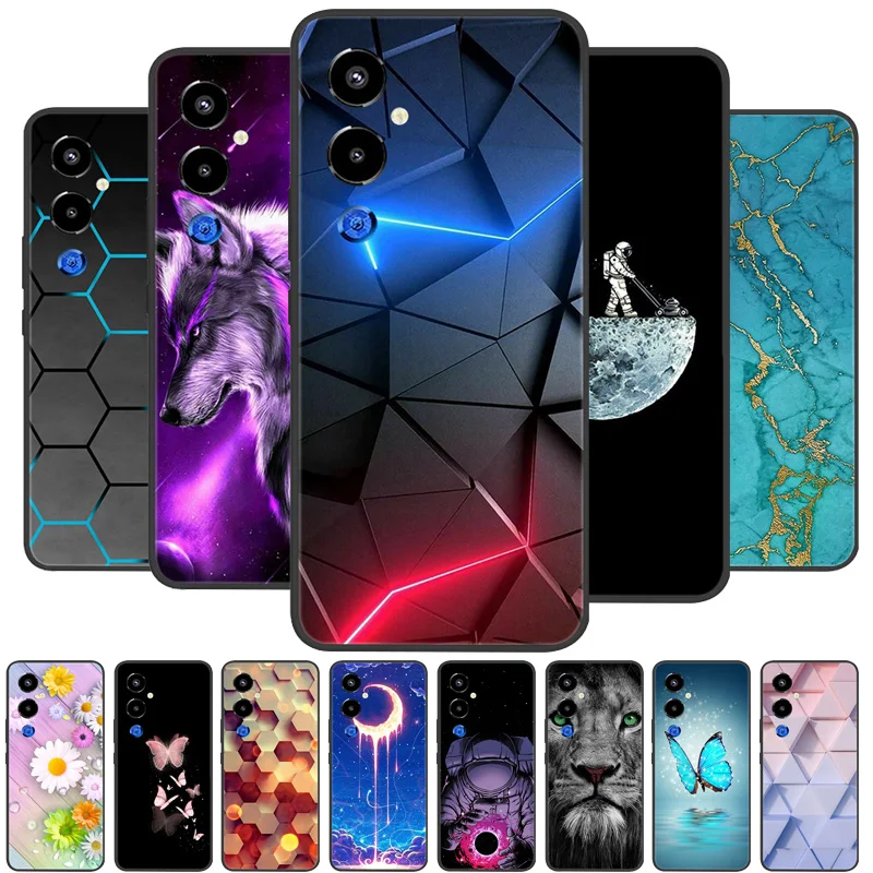 Cool Painted Silicone TPU Soft Cover - Black Protective Phone Shell