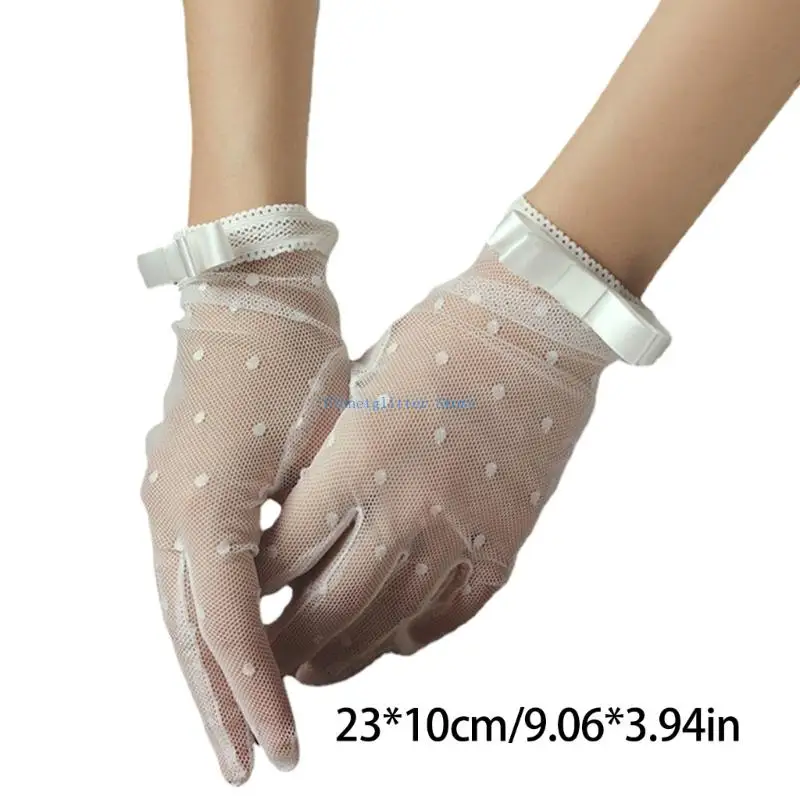 652B 도트 패턴의 레이스 신부 장갑 다양한 행사 결혼식을위한 Handwear Sheer 장갑을 착용하기 쉽습니다.