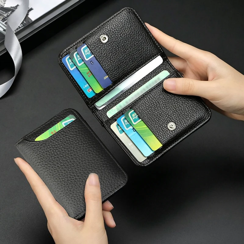 Portafoglio Portatile Ultra Sottile in PU, Mini Porta Carte di Credito, Portamonete, Porta Carte per Uomo, Portafogli Sottili e Compatti - immagine 2