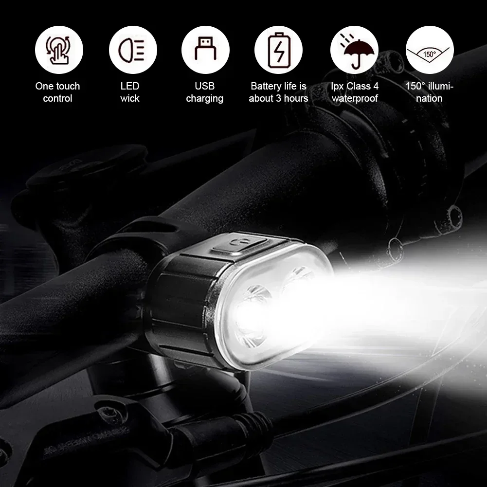Bicycle Front Rear Light Set USB Charge Bike Waterproof Headlight Light MTB Cycling Taillight LED Lantern Bicycle Accessories