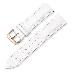 Premium Leather Watch Strap - Universal Replacement - 20mm (White Rosegold)