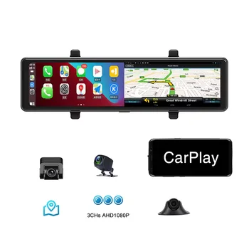 3 telecamere Dash Cam Car Play & Android Auto 2.5k 2560*1440P specchietto retrovisore registrazione Video WIFI Loop Record Phone APP Car DVR