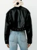 TRAF Women Oversized Vintage Loose Pu Faux Leather Short Jacket with Belt Streetwear Female Zipper Retro Moto Biker Coat Outwear 3