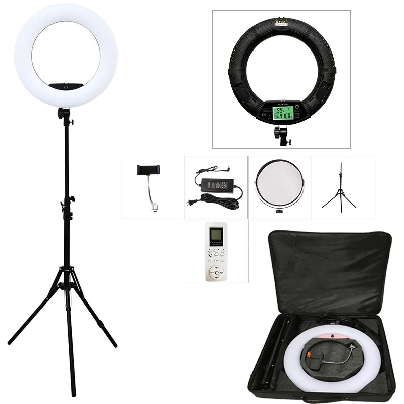 18inch Ring Lights with Tripod Remote Control LED Video Lamp FE480 96W Fill Light Bi-color Photo Studio for Makeup Beauty Salon