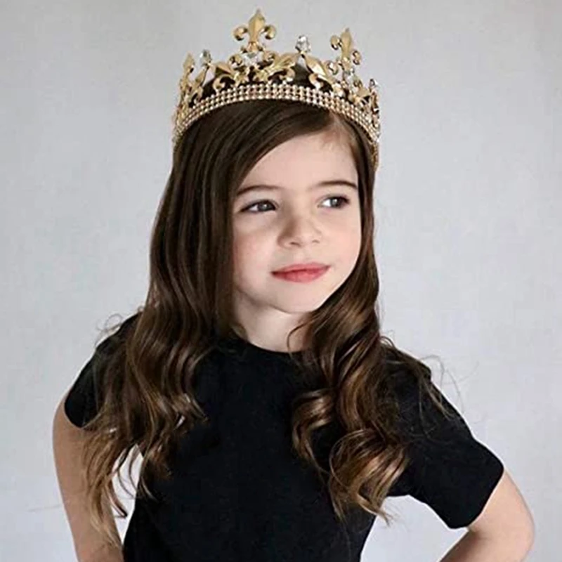 A85Q-Gold King Crown For Men Adjustable Imperial Medieval Birthday Crown Prom Kings
