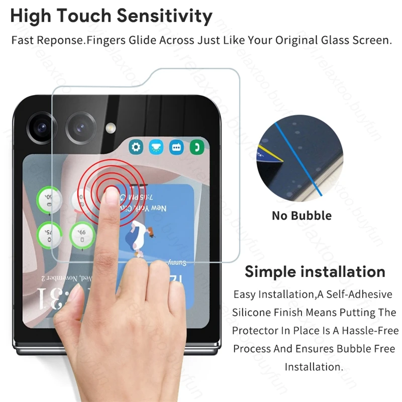 ZFlip5 Case 4In1 Back Screen Protector Tempered Glass Camera Protective Glass For Samsung Galaxy Z Flip5 5G Phone Case Screen Protector
