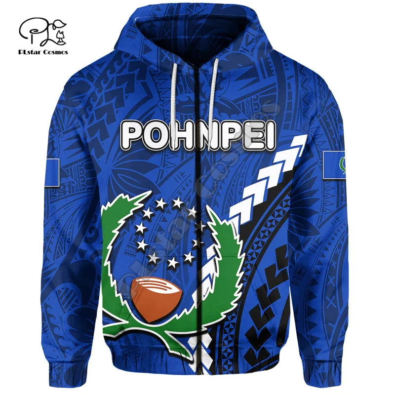 2022 Newest Island Country Flag Pohnpei Polynesian Culture Retro Tattoo Tracksuit Men/Women 3DPrint Harajuku Casual Hoodies X1
