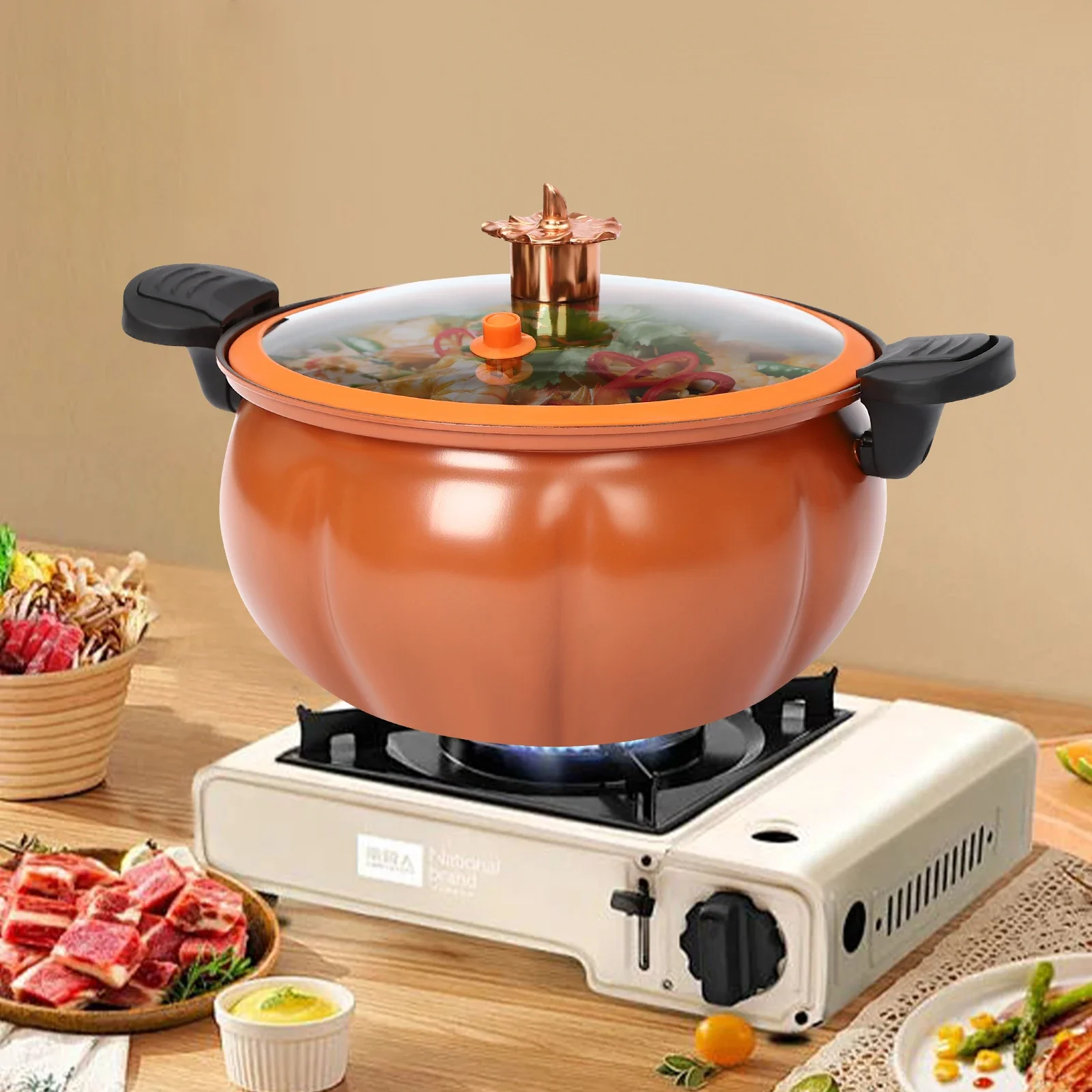 8L Micro Pumpkin-Shaped Non-Stick Pressure Cooker – Gas Stove 1
