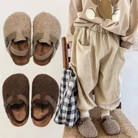 Children's Fleece Elastic Clogs Baby Boys Girls Plush Slipper Toddler Prewalker Footwear Winter Warm Soft Sole Shoes 1