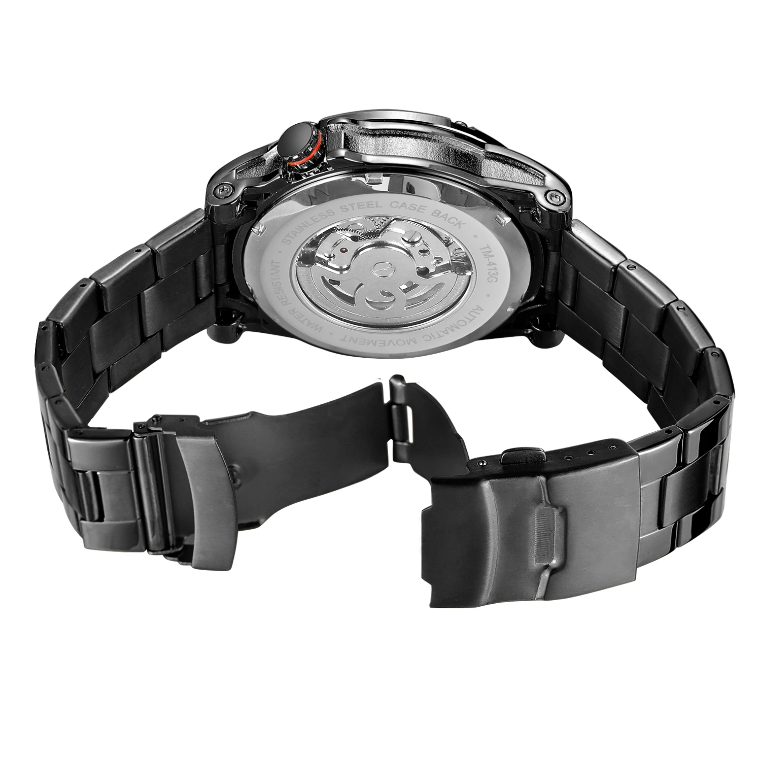 Orologio da uomo di lusso di alta qualità WINNER, grande, in acciaio inossidabile, con scheletro, tourbillon, movimento automatico, orologio meccanico militare maschile_voghion.com