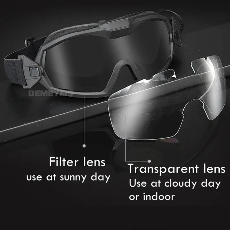 Óculos táticos anti-fog, Proteção UV, Óculos à prova de vento para Paintball Airsoft, Tiro de motocicleta, Óculos CS Wargame