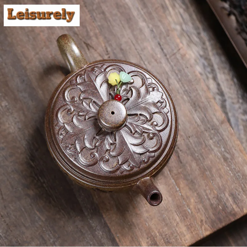 350ml Yixing Purple Clay Teapots Handmade Large Caliber Pot Raw Ore Wood-fired Porcelain Mud Kettle With Filter Zisha Tea Set