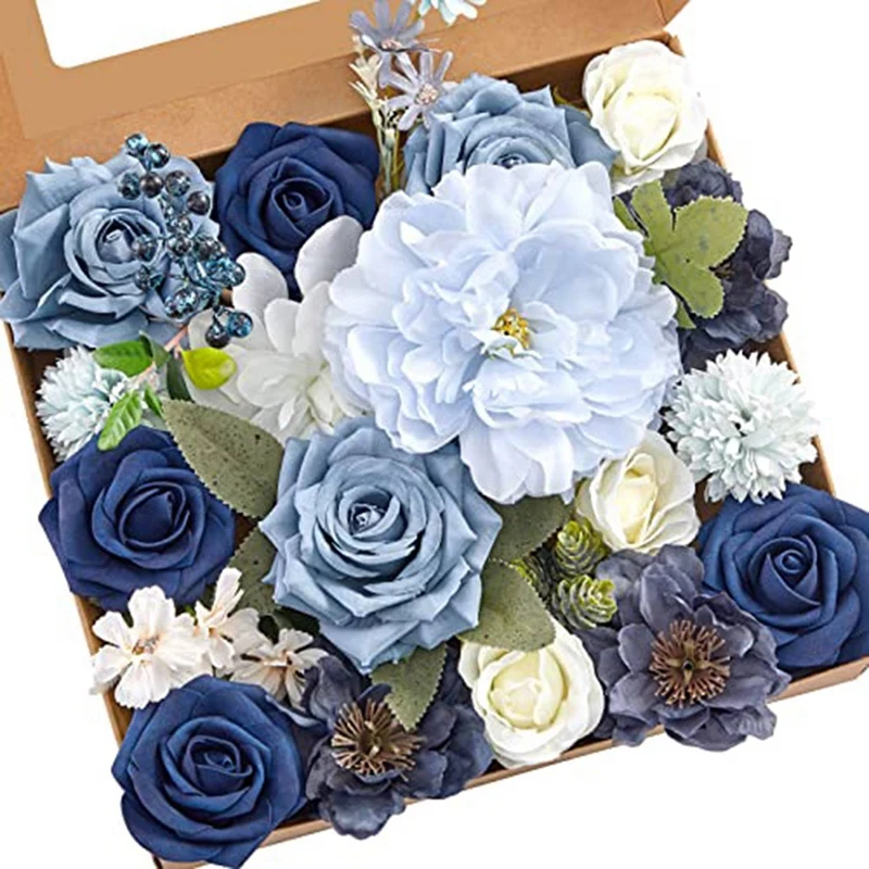 Artificial Flowers Fake Dusty Blue Peony Flowers Combo For DIY Wedding