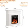 Electric Fireplace Mantel Package Wooden Surround Firebox TV Stand Free Standing Electric Fireplace Heater with Logs, 2