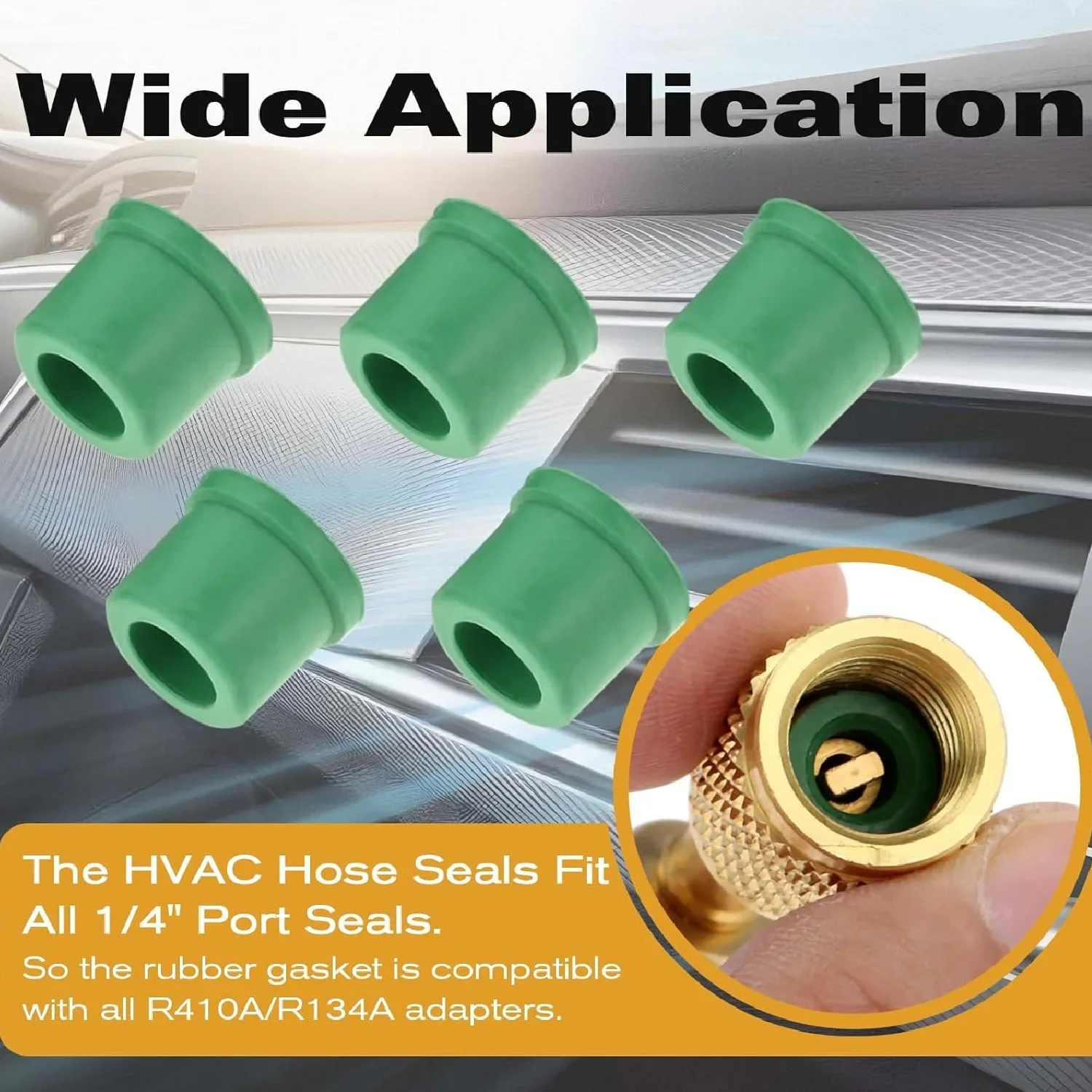 R410A/R134A 1/4 퀵 커플러 충전 가스켓에 맞는 100PCS 고무 가스켓 HVAC 호스 매니 폴드 씰링 O-링 수리 키트 녹색