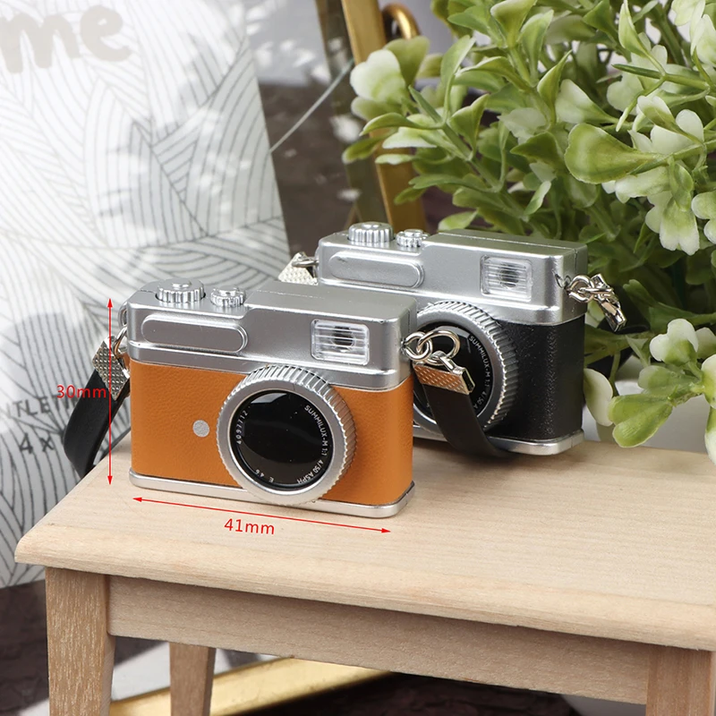미니 카메라 모델 인형 집 미니어처 레트로 카메라 모델 장식 장난감, 빛날 수 있음, 1PC