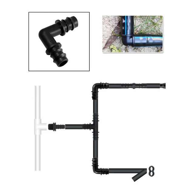 16 Mm 20 -Es 25 Szögesdörzs 90 Fokos Csatlakozó Mikro Öntözéshez Pe Csőcsövek Csepp Csatlakozás Illeszkedő Kerti Öntözés - Image 2