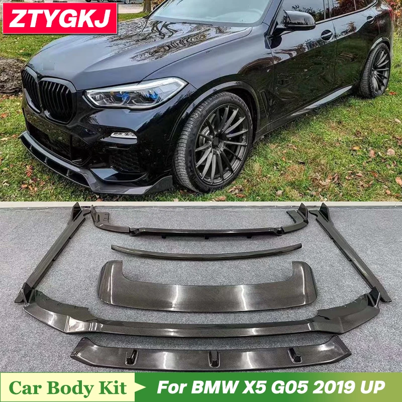 

A Whole Set High Quality Carbon Fiber Front Bumper Lip Rear Diffuser Side Skirts With Spoiler For BMW X5 G05 Tuning 2019 Up