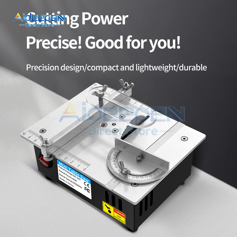 Woodworking Table Saw DC 24V Household Miniature Woodworking Table Saw Electric Multi-Function Precision Dust-Proof Decoration Cutting Machine