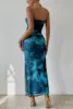 Summer Women Sexy Chestless Hem Slit Sleeveless Printed Dress 3