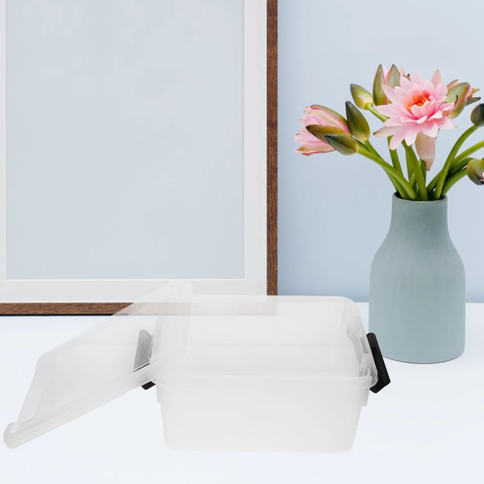 파일 정리함 투명 보관함 데스크탑 문서 정리함 사무실 보관함 뚜껑 포함 넉넉한 투명 플라스틱 파일