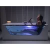 59 x 29" Whirlpool Tub,Acrylic Jetted Bathtub with 11 Jets,Hydromassage with Chromatherapy,3-Side Apron,58 Gallons 2
