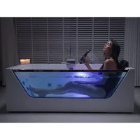 59 x 29" Whirlpool Tub,Acrylic Jetted Bathtub with 11 Jets,Hydromassage with Chromatherapy,3-Side Apron,58 Gallons 2
