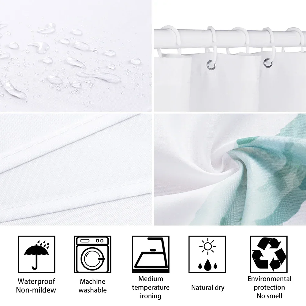 Sunlight Ocean Beach landscape Fabric Shower Curtain Bathroom Curtains Sunset Dusk Sea Animal Dolphin Bath Screen with 12 Hooks 5
