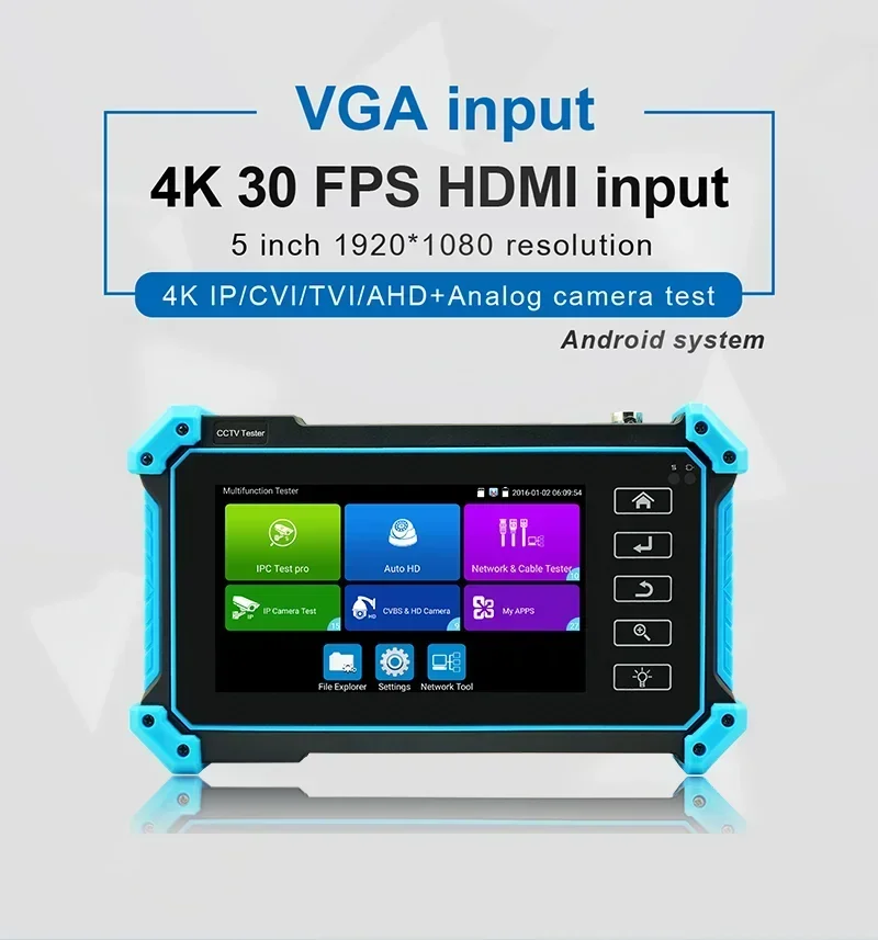 IPC-5200/5100 Plus 8MP 4K AHD CVI TVI CVBS IP Camera Test 5.4" IPS Touch Screen