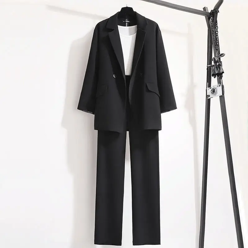 Women's Trouser Suit Black Blazer Pant Suits Spring Female Formal Outfits Office Lady Pants Sets Two Buttons Autumn Tops Jacket