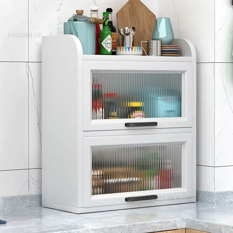 Condiment Kitchen Cabinet for Home Furniture Table Top Shelf Simple Seasoning Cabinet Multi-layer Storage with Flip Door