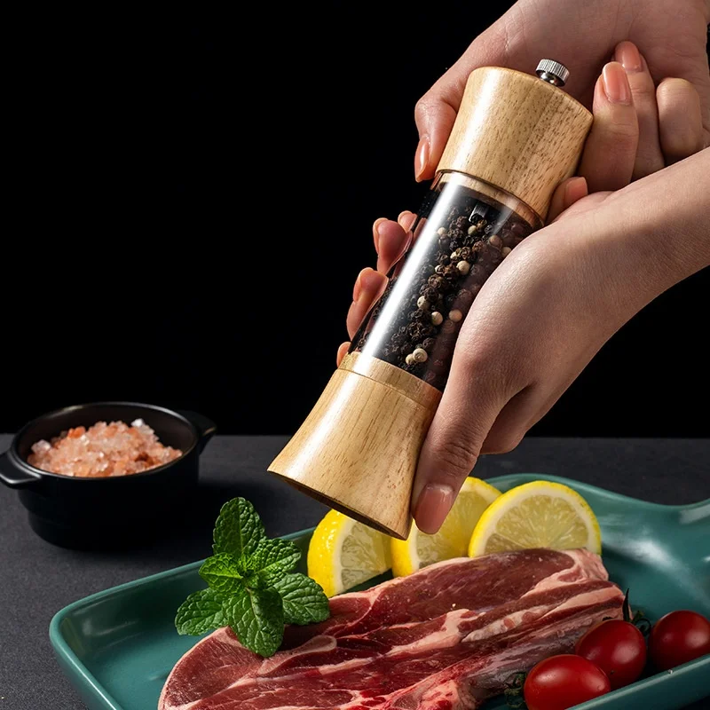 Salt and Pepper Grinder Nut Spice Grinder Herb Spice Grinder 6inch Wooden Ceramic Core Mills
