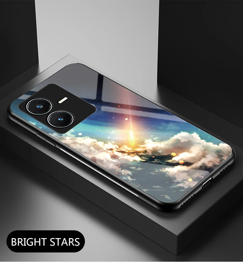 For Y22s Case ZROTEVE Starry Tempered Glass Cover For VIVO Y22 Y02s 2022 Y21 Y21s Y31 2021 Y31s Y33s Y35 Shockproof_voghion.com